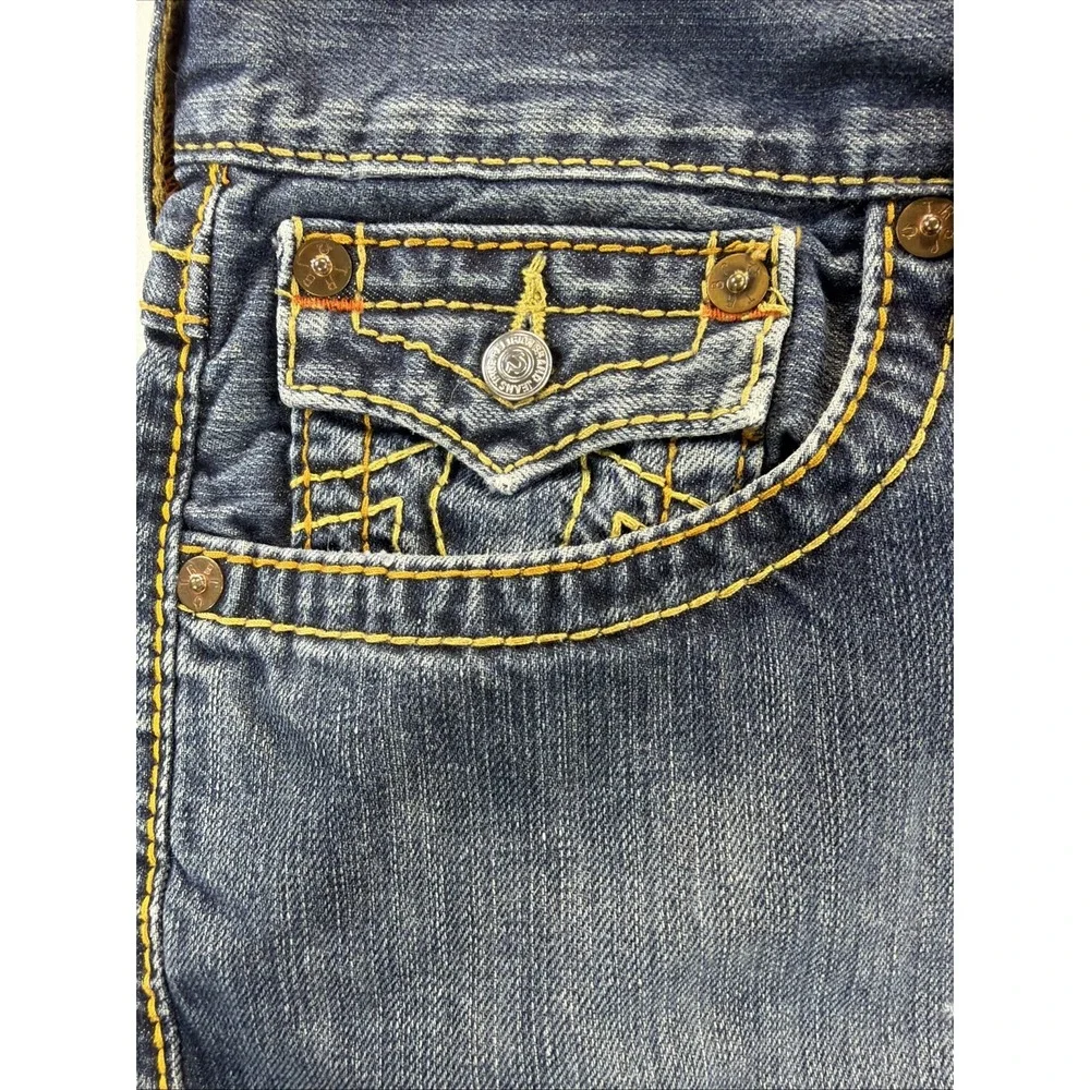 True Religion World Tour Jeans Men's 36x28 Blue Straight USA Made